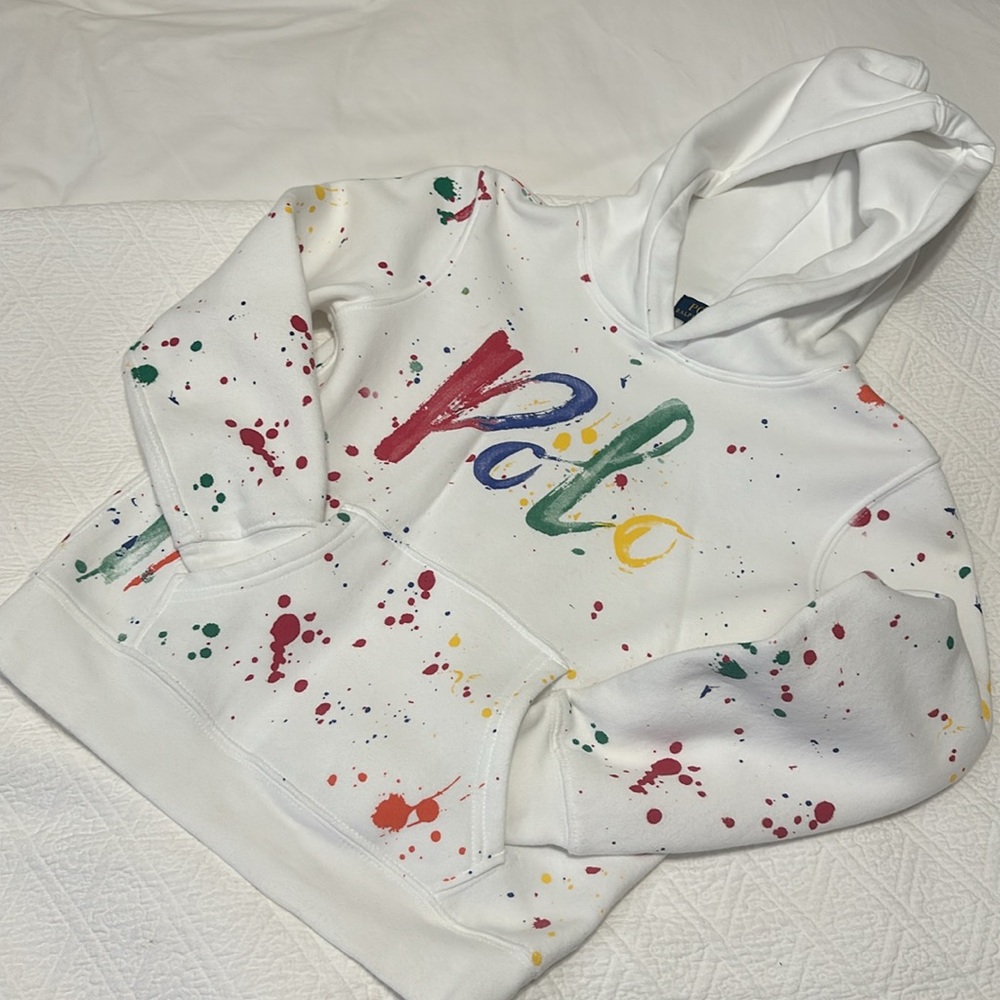 POLO RALPH LAUREN KIDS PAINT SPLATTERED HOODIE SIZE 7 - Picture 2 of 8